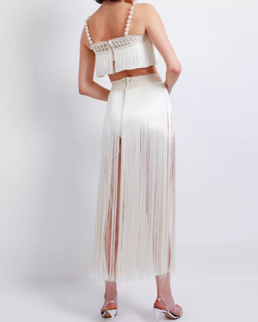 PatBO All-Over Fringe Maxi Skirt with Built-In Bottom (FINAL SALE) White Flash Sale