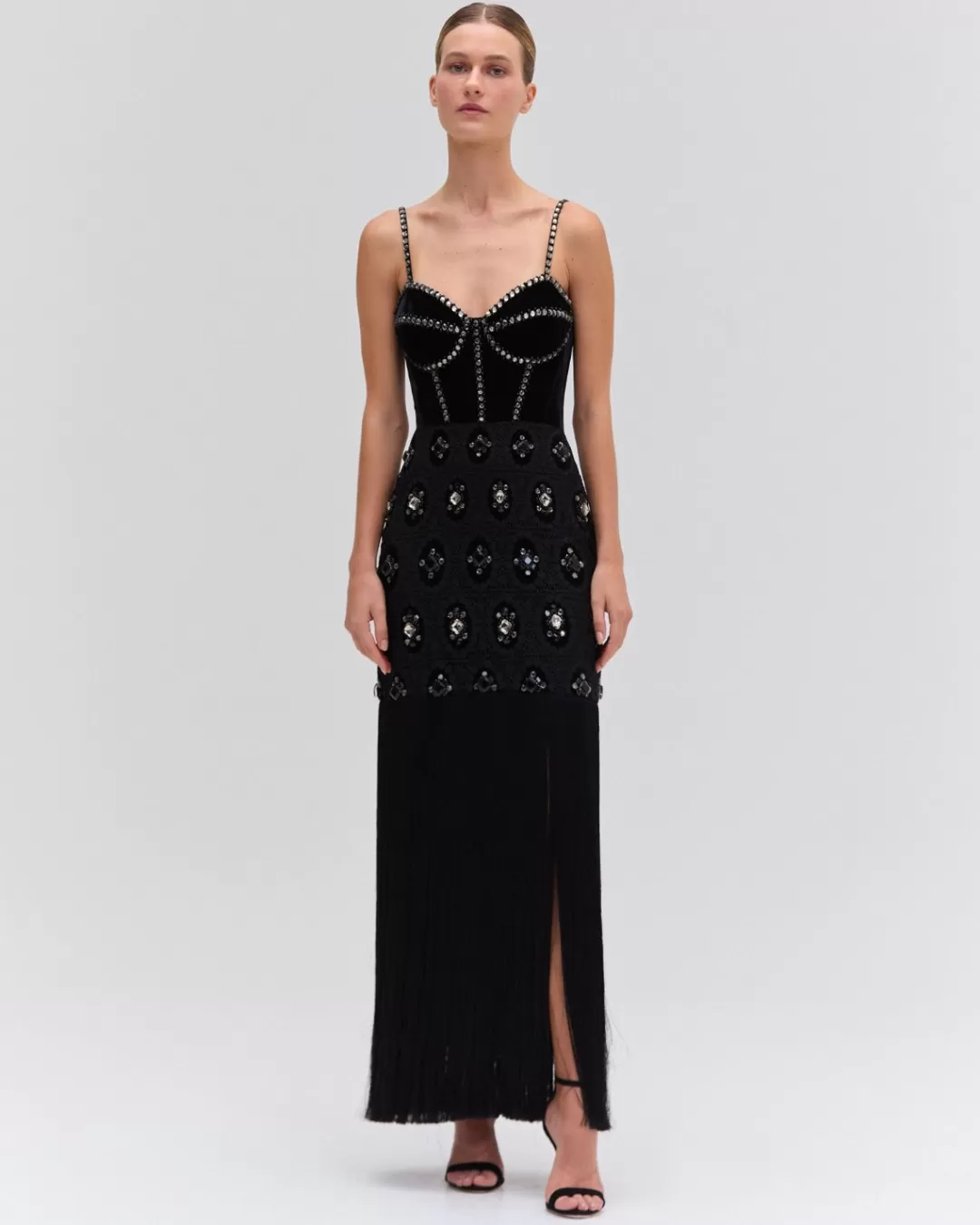 PatBO BEADED VELVET LACE MAXI DRESS (EXCLUSIVE) Black Store