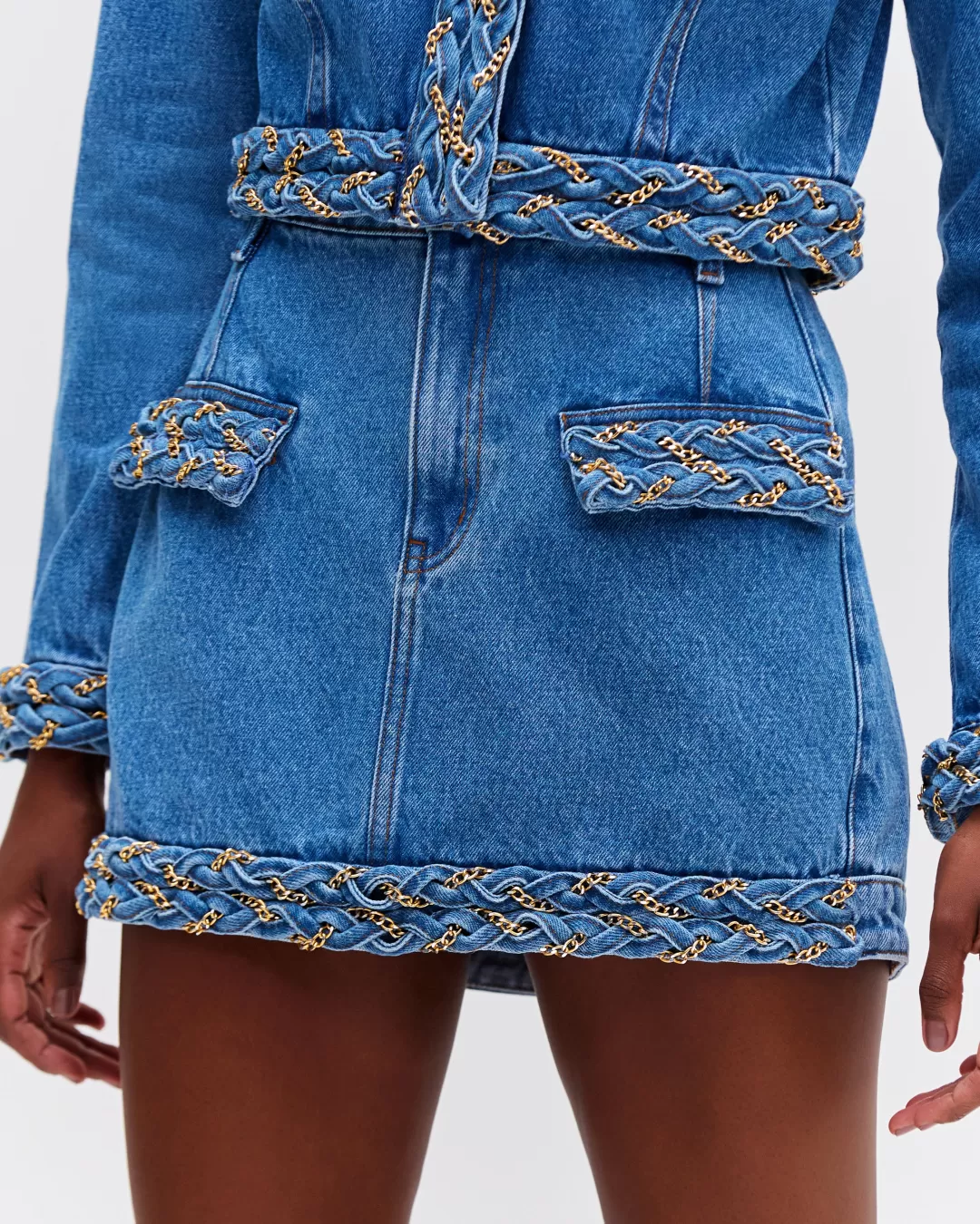 PatBO Braided Mini Skirt Denim Flash Sale