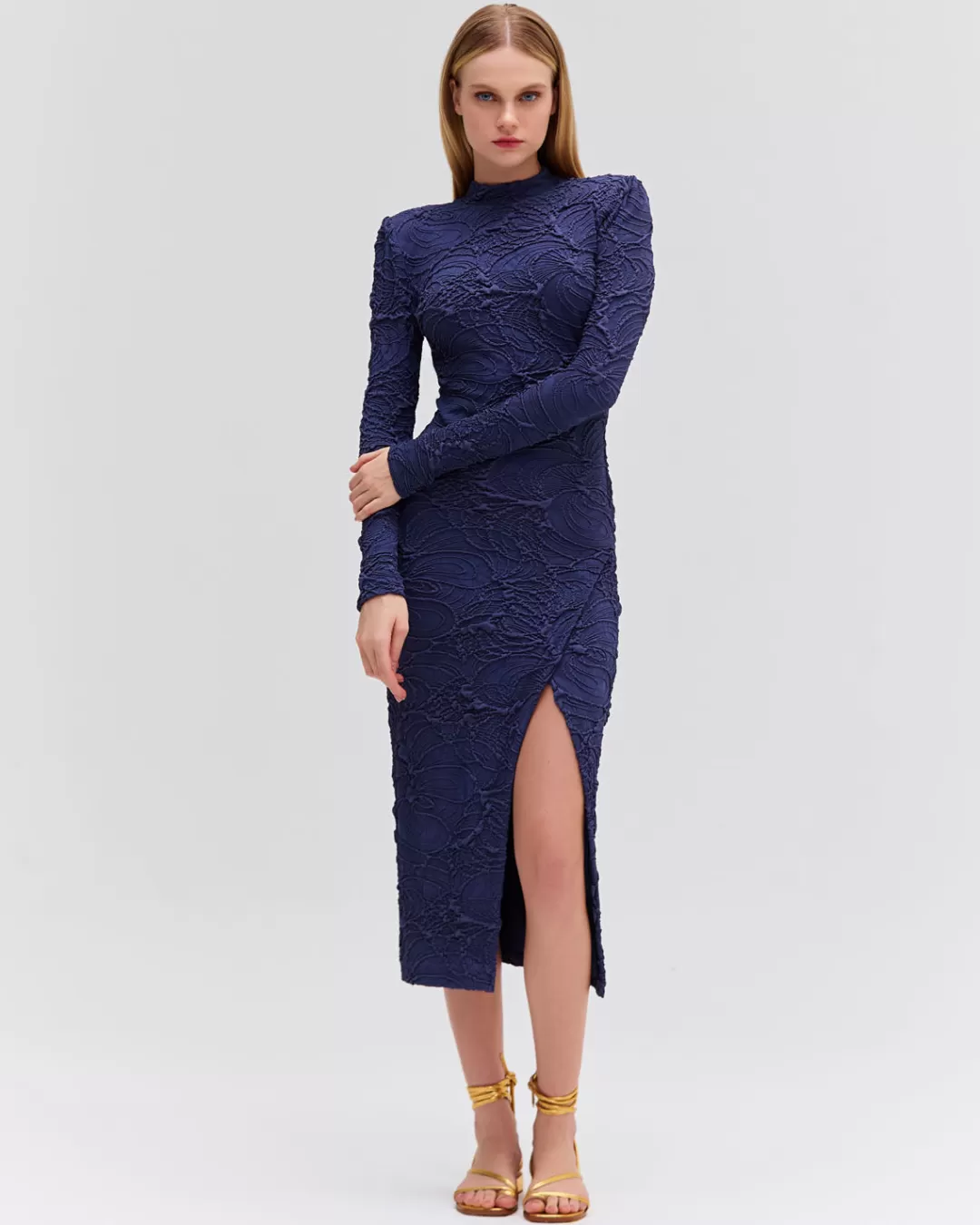 PatBO Chain Embellished Jacquard Midi Dress Galaxy Flash Sale
