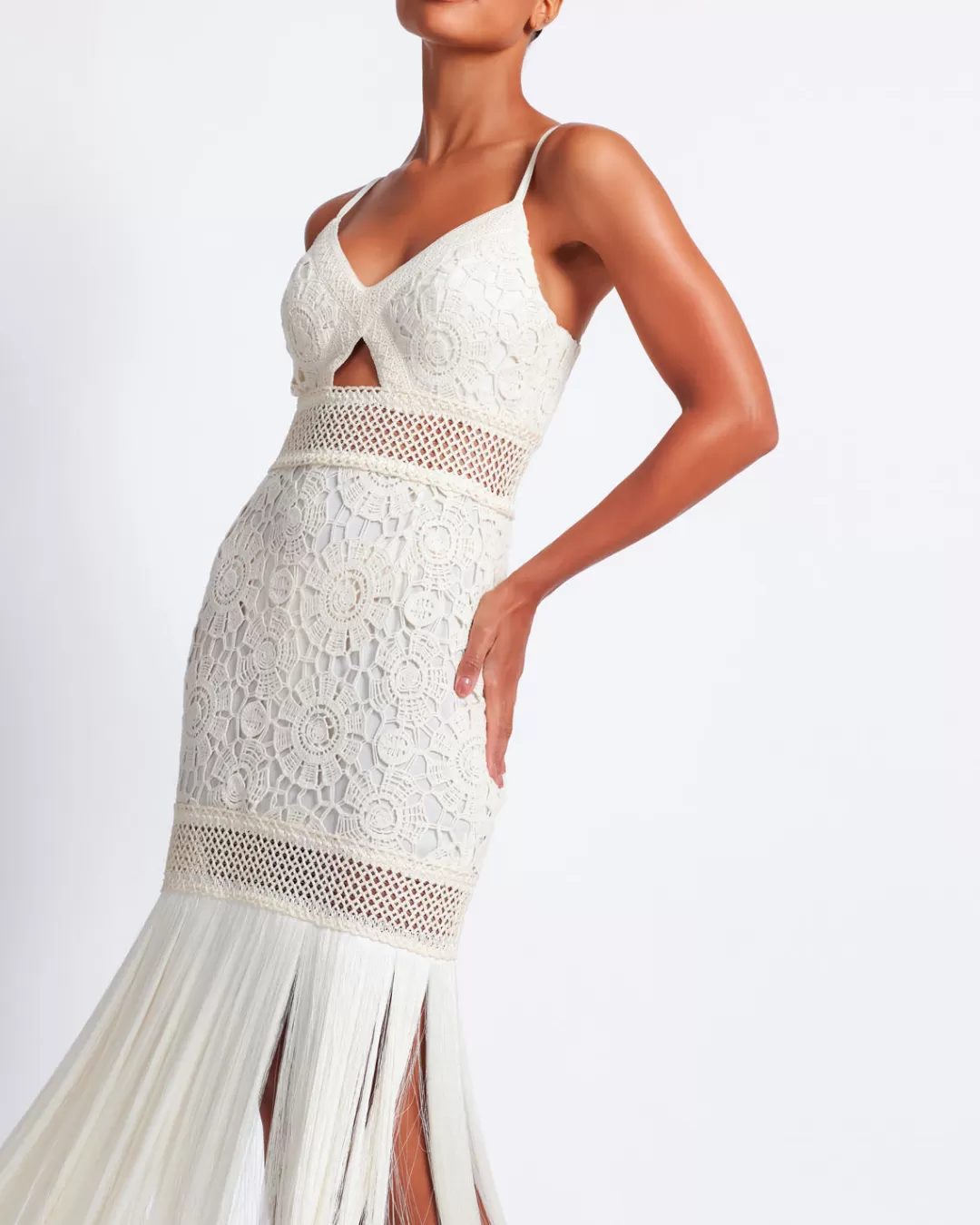 PatBO Crochet Fringe Maxi Dress Wheat Store