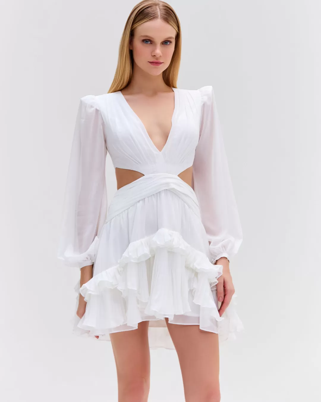 PatBO DEEP-V CUTOUT MINI DRESS White Sale