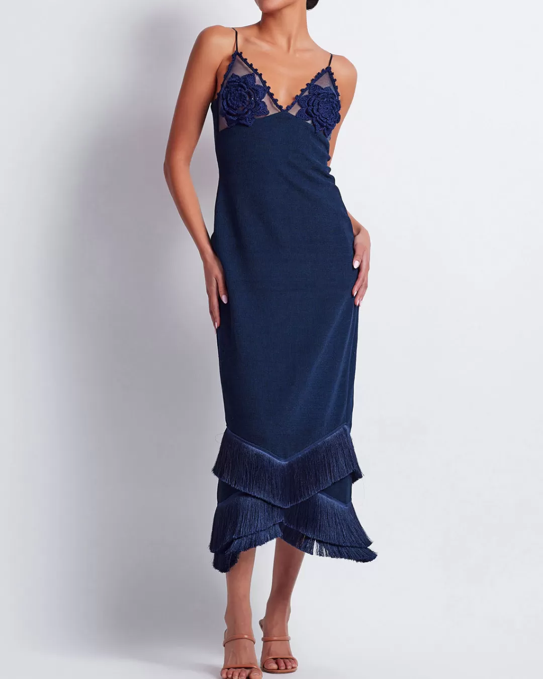 PatBO Embroidered Crochet Midi Dress (FINAL SALE) Frenchnavy New