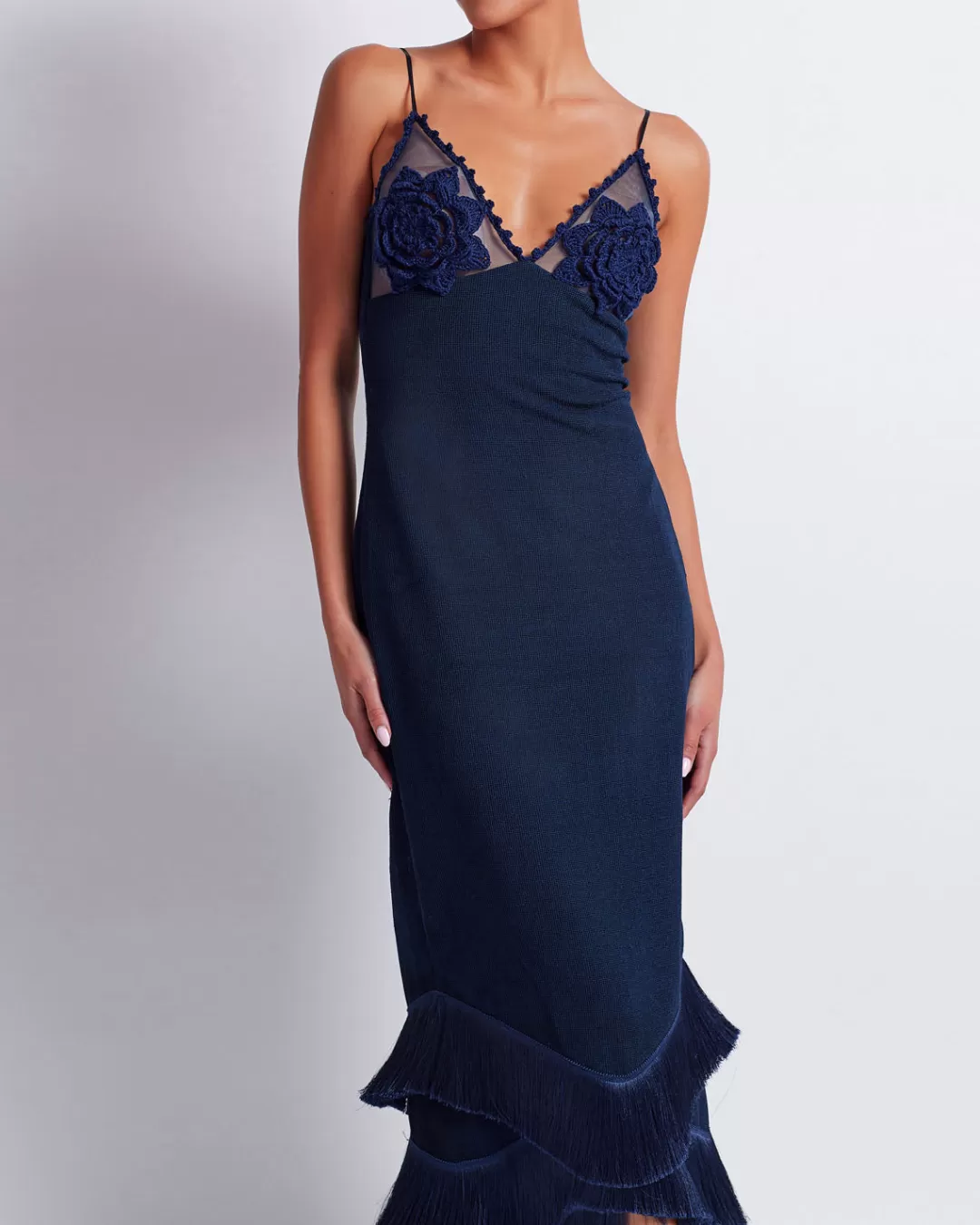 PatBO Embroidered Crochet Midi Dress (FINAL SALE) Frenchnavy New