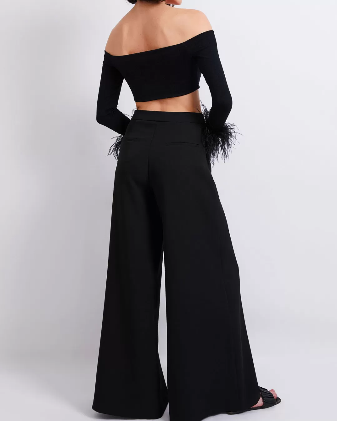 PatBO Feather Trim Knit Top (FINAL SALE) Black Cheap