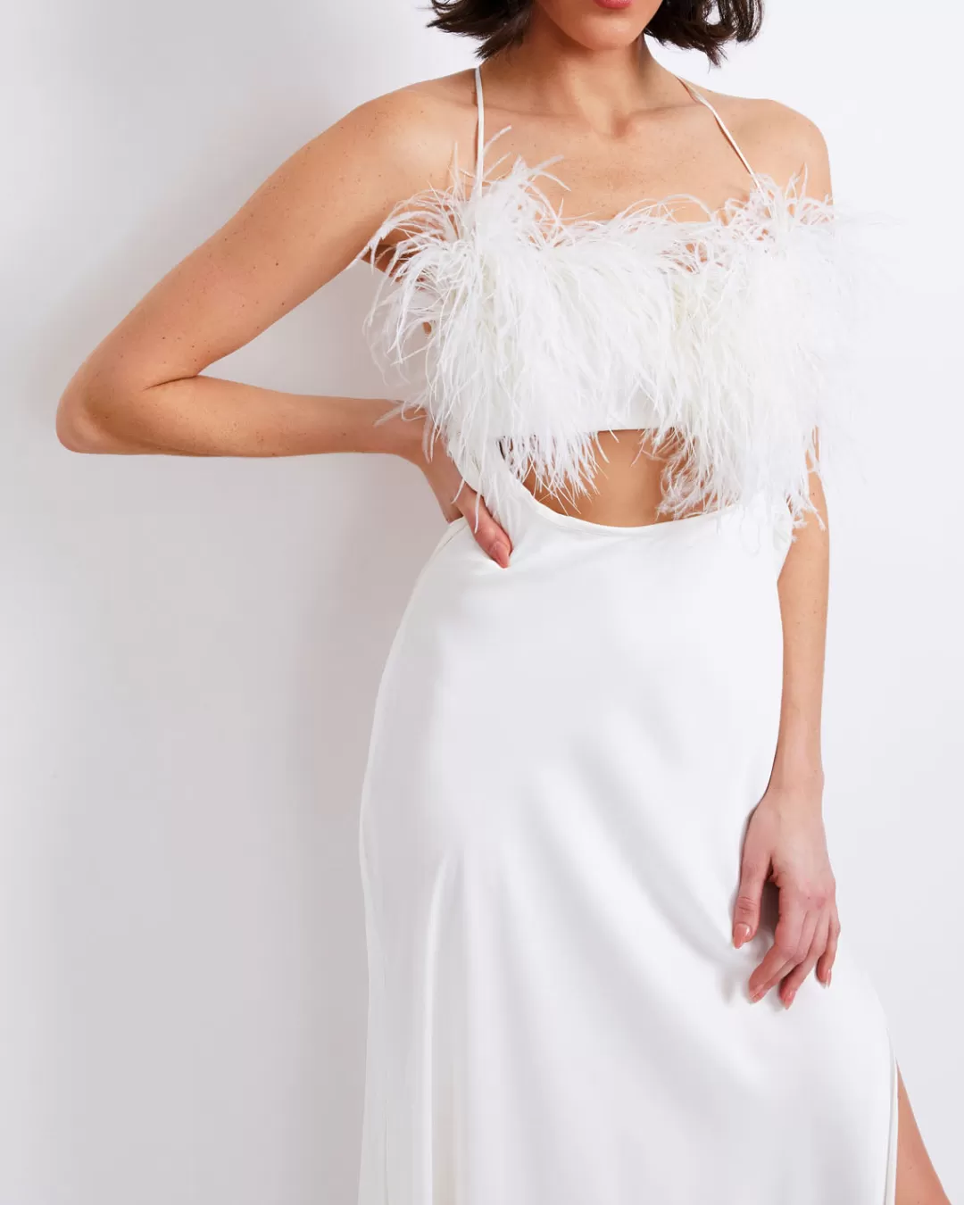 PatBO FEATHER TRIM MAXI SLIP DRESS (FINAL SALE) White Best Sale