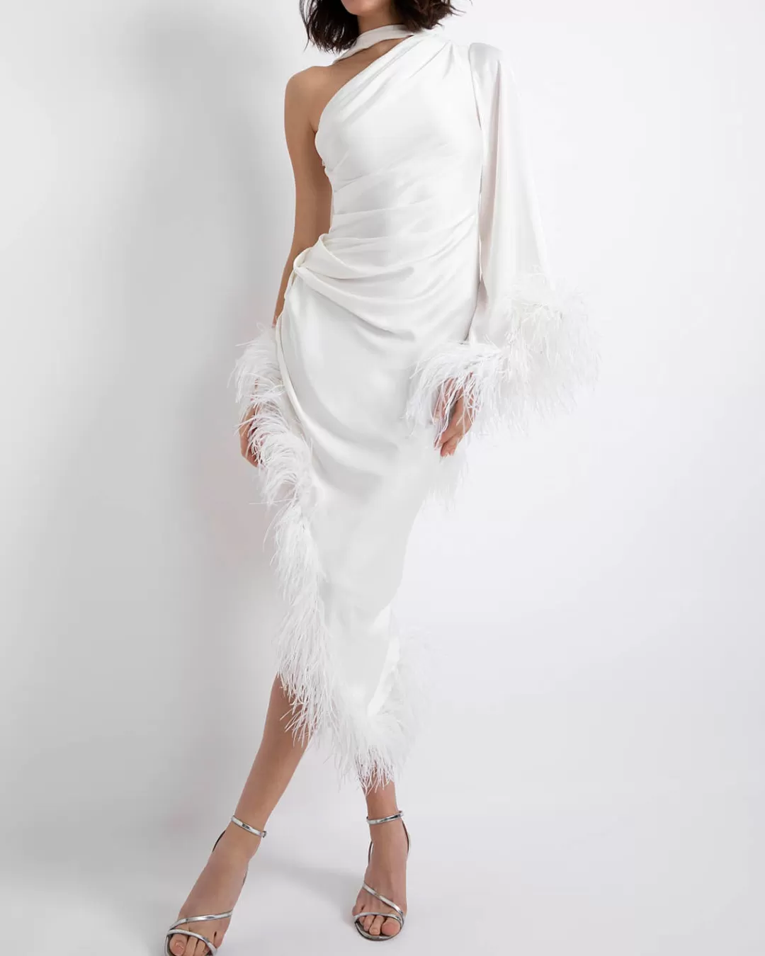 PatBO FEATHER TRIM OSCAR DRESS (FINAL SALE) White Hot