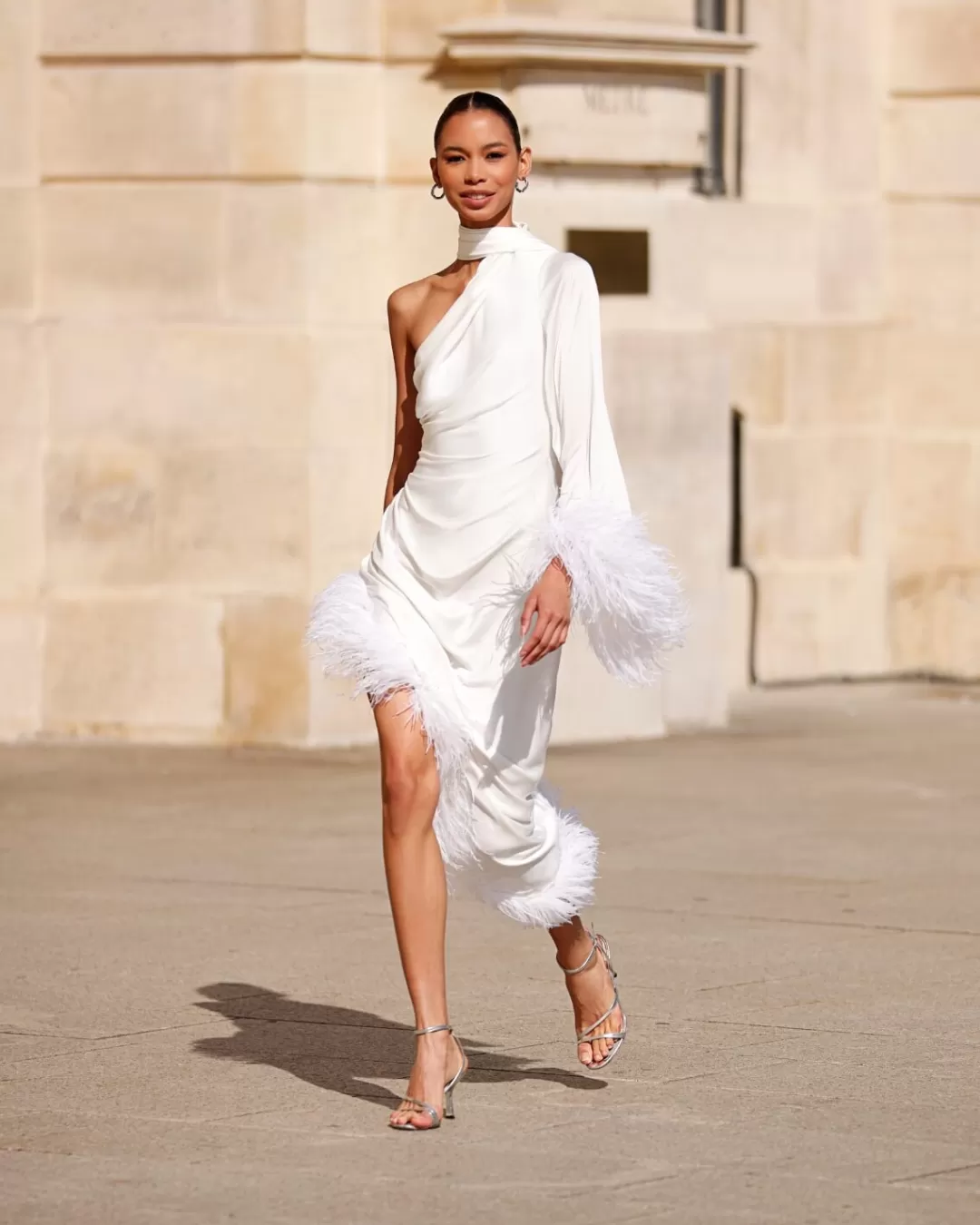 PatBO FEATHER TRIM OSCAR DRESS (FINAL SALE) White Hot