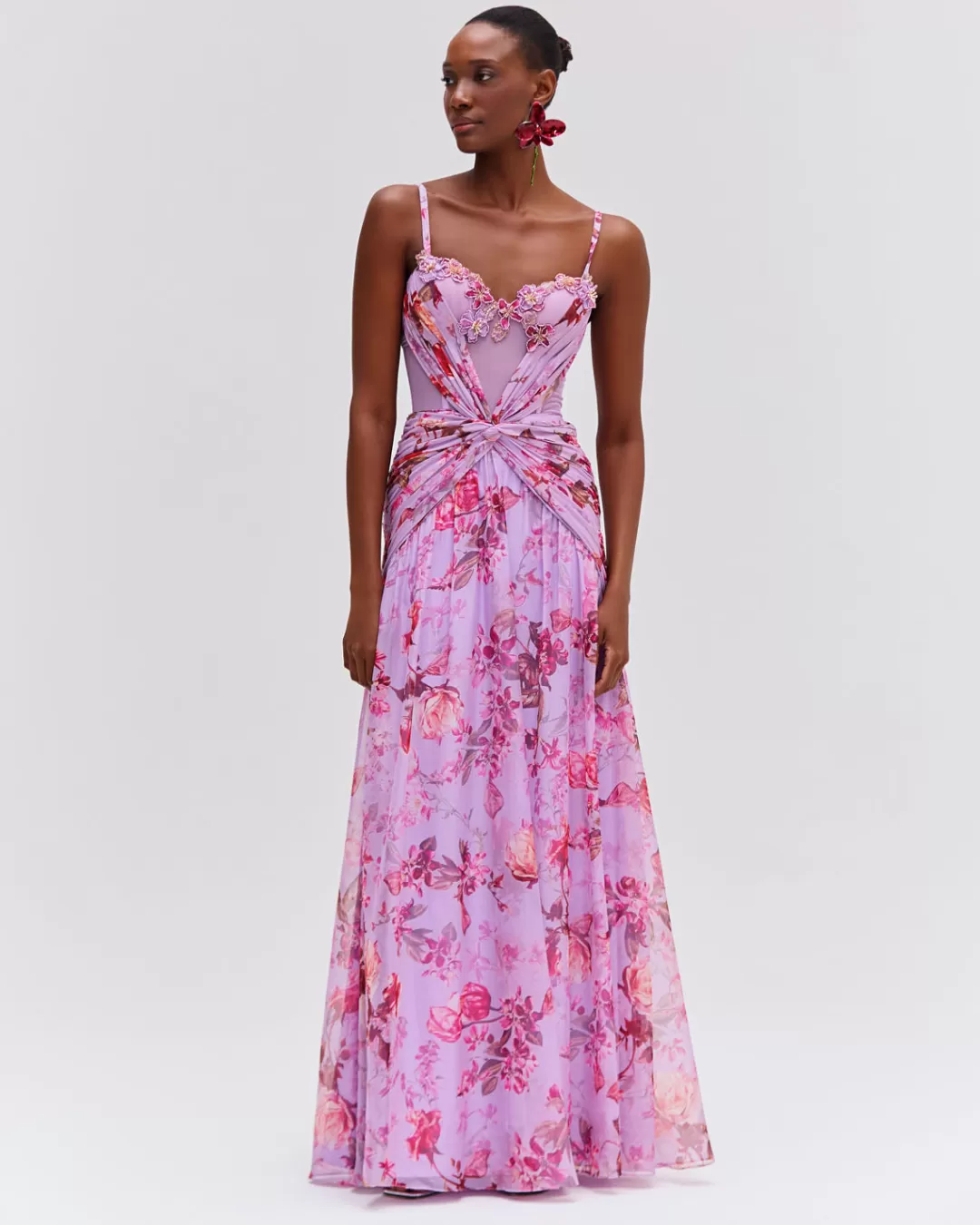 PatBO Floral Haze Bustier Maxi Dress Violet Store