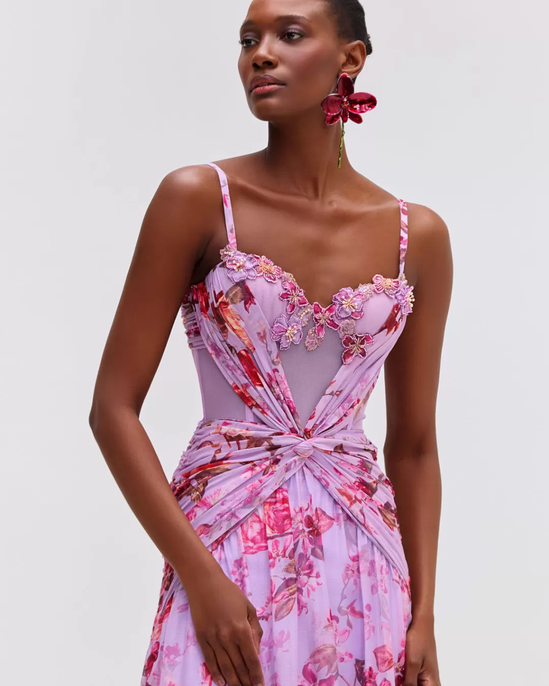 PatBO Floral Haze Bustier Maxi Dress Violet Store