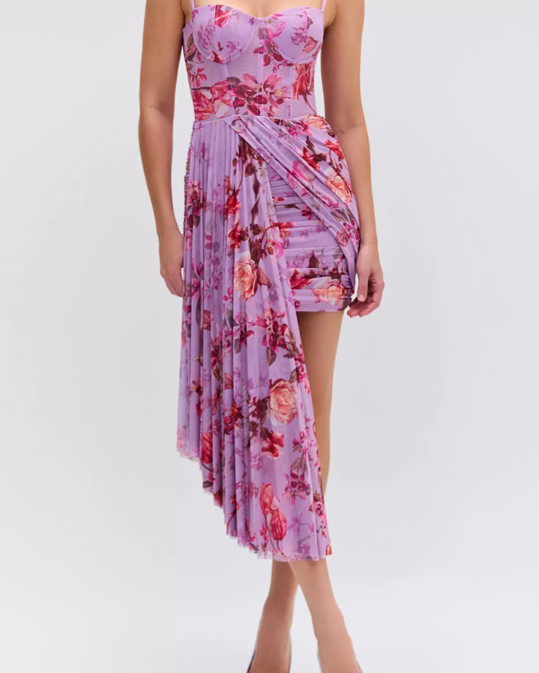 PatBO Floral Haze Bustier Mini Dress Violet Fashion