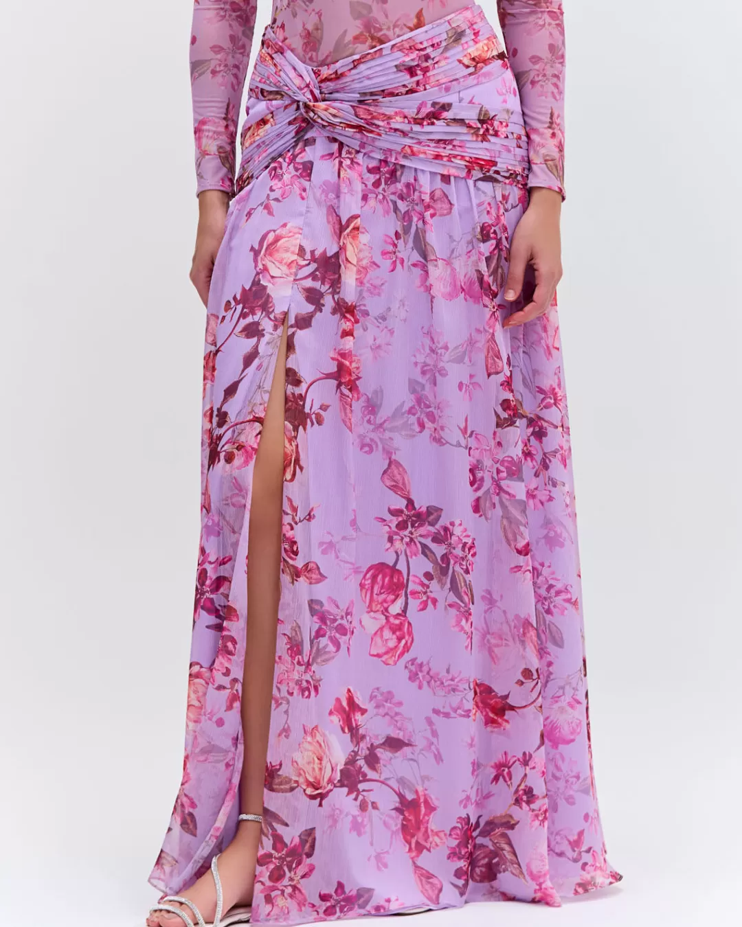 PatBO Floral Haze Draped Maxi Skirt (EXCLUSIVE) Violet Sale