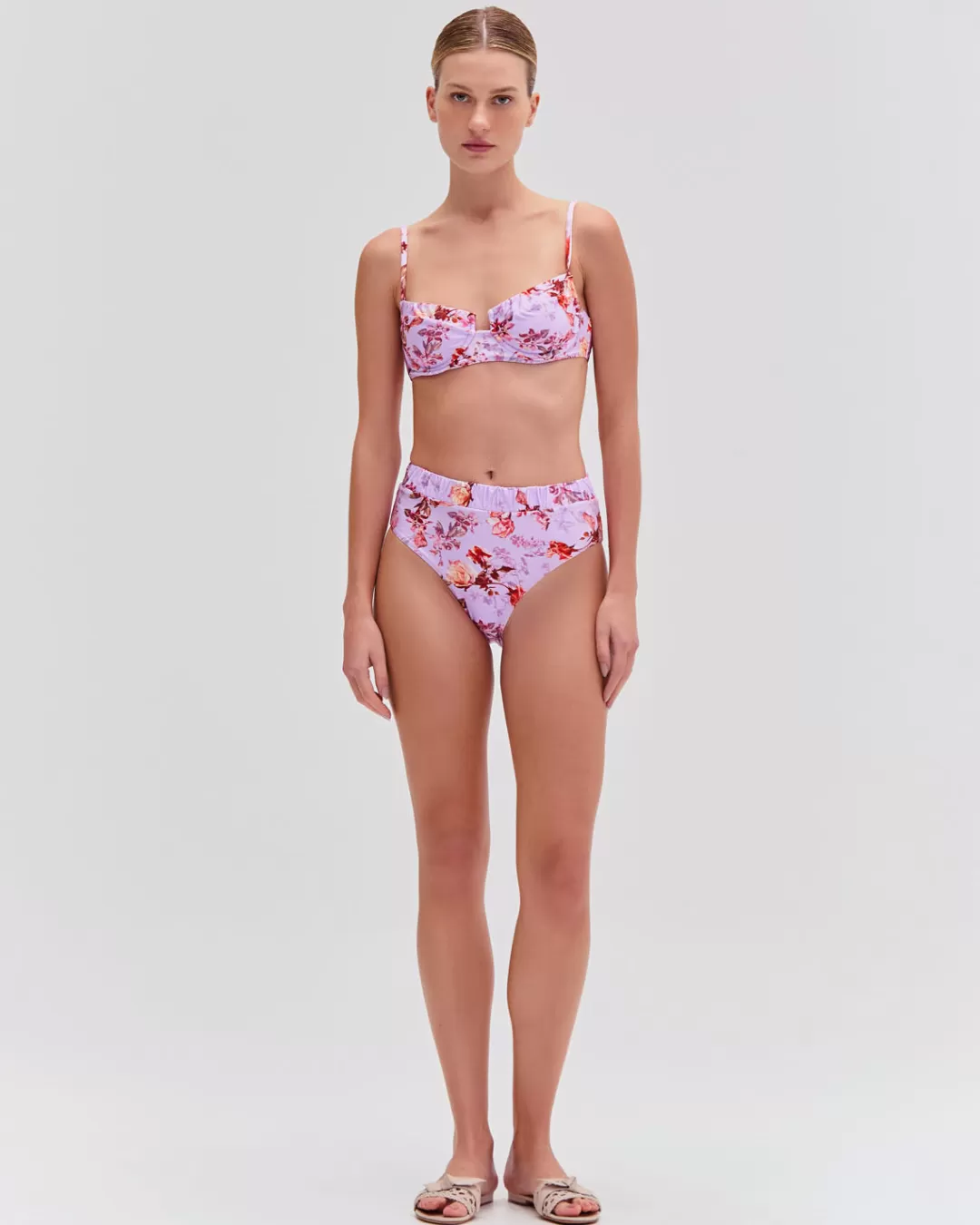 PatBO Floral Haze High Leg Bikini Bottom (EXCLUSIVE) Violet Online