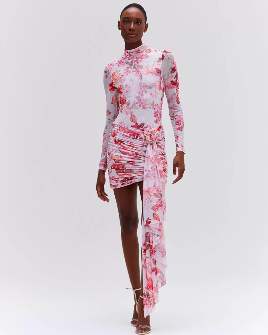 PatBO Floral Haze Stretch Tulle Mini Dress Vapor Clearance