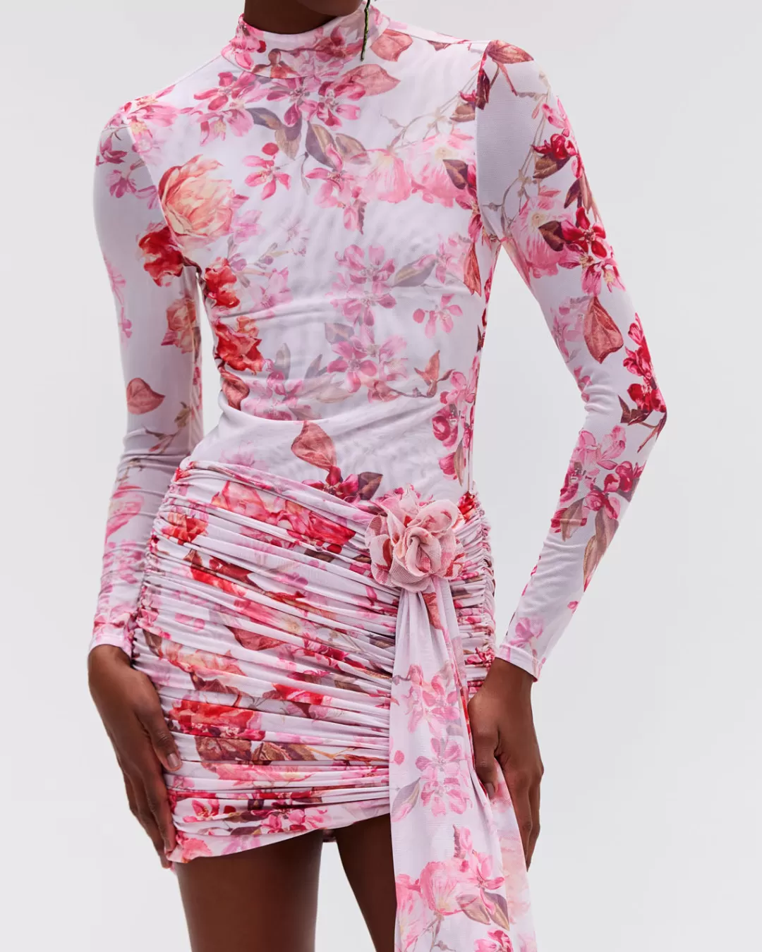 PatBO Floral Haze Stretch Tulle Mini Dress Vapor Clearance