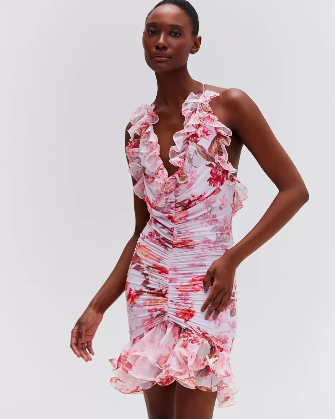 PatBO Floral Haze Stretch Tulle Sleeveless Mini Dress Vapor Store