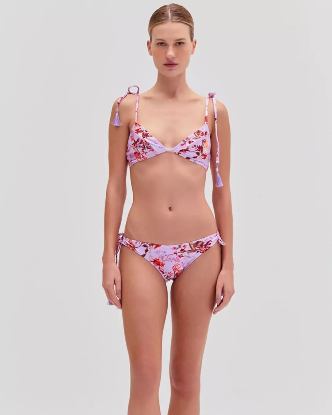 PatBO Floral Haze String Bikini Top Violet Best