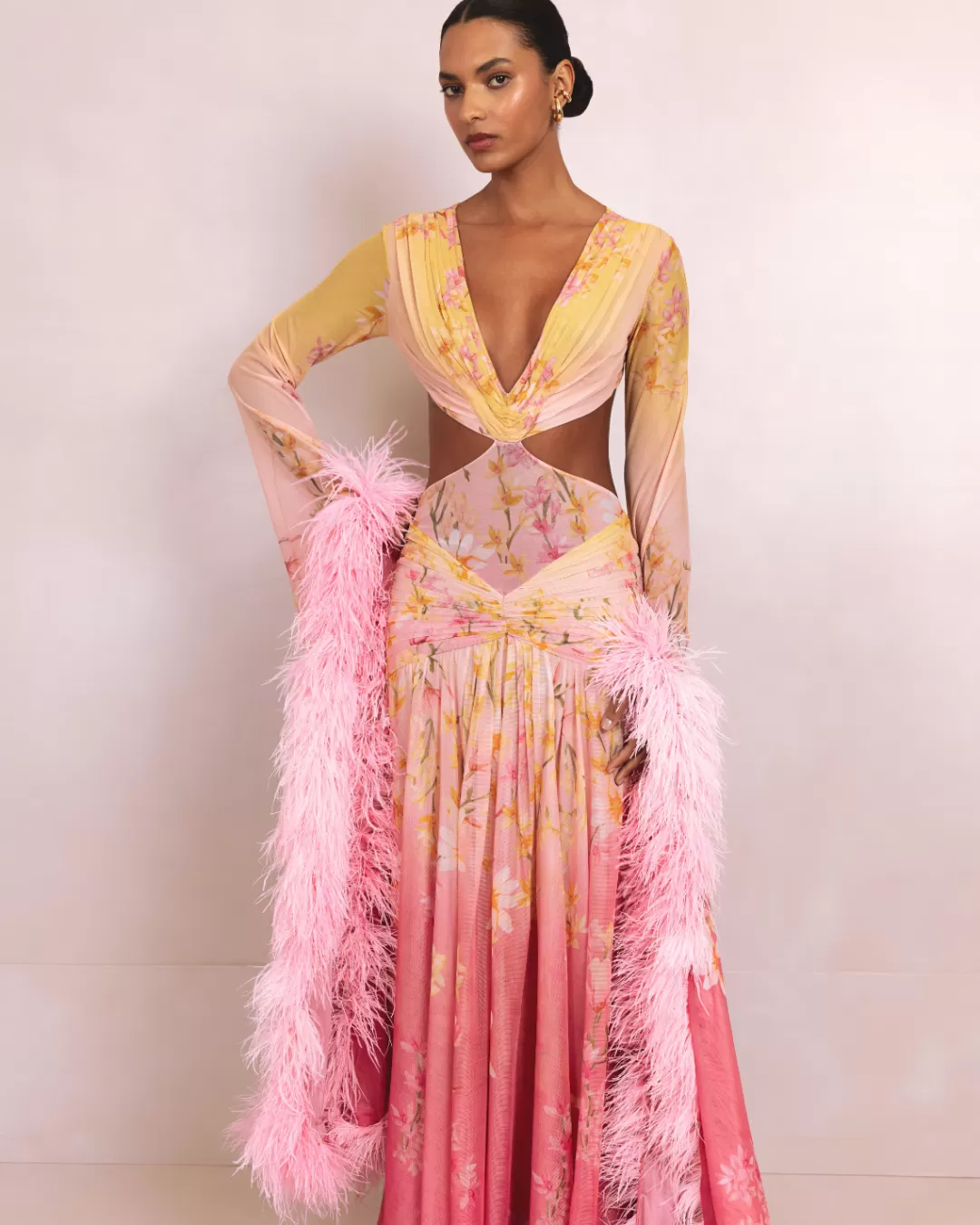 PatBO Floral Long Dress Yellow Hot
