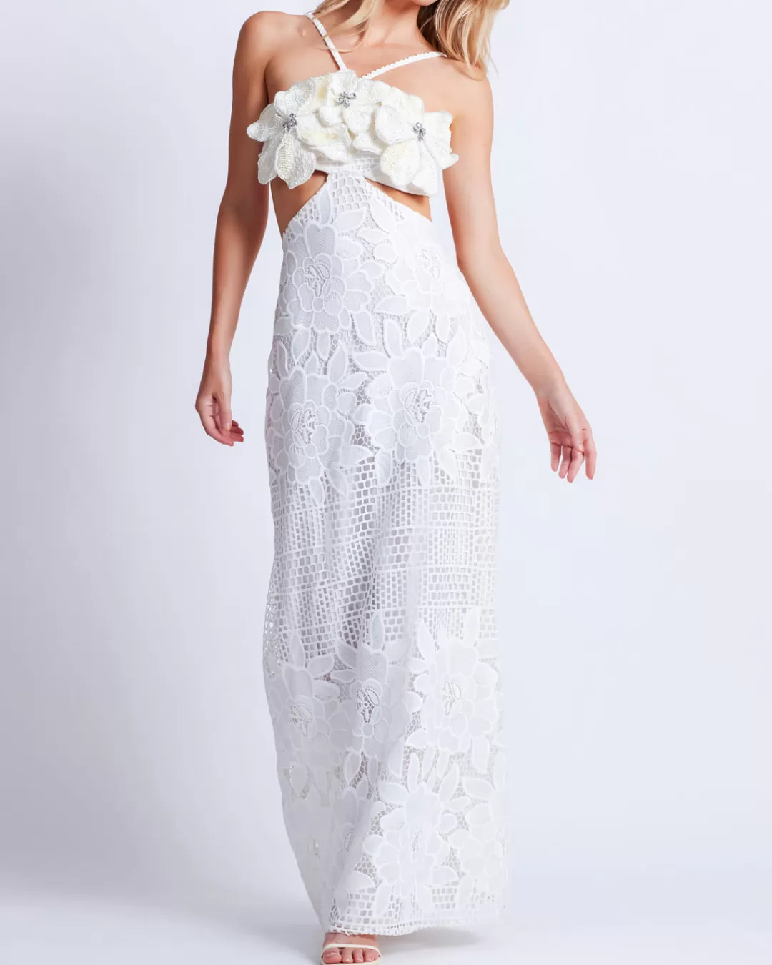 PatBO Flower Embroidered Maxi Dress White Shop