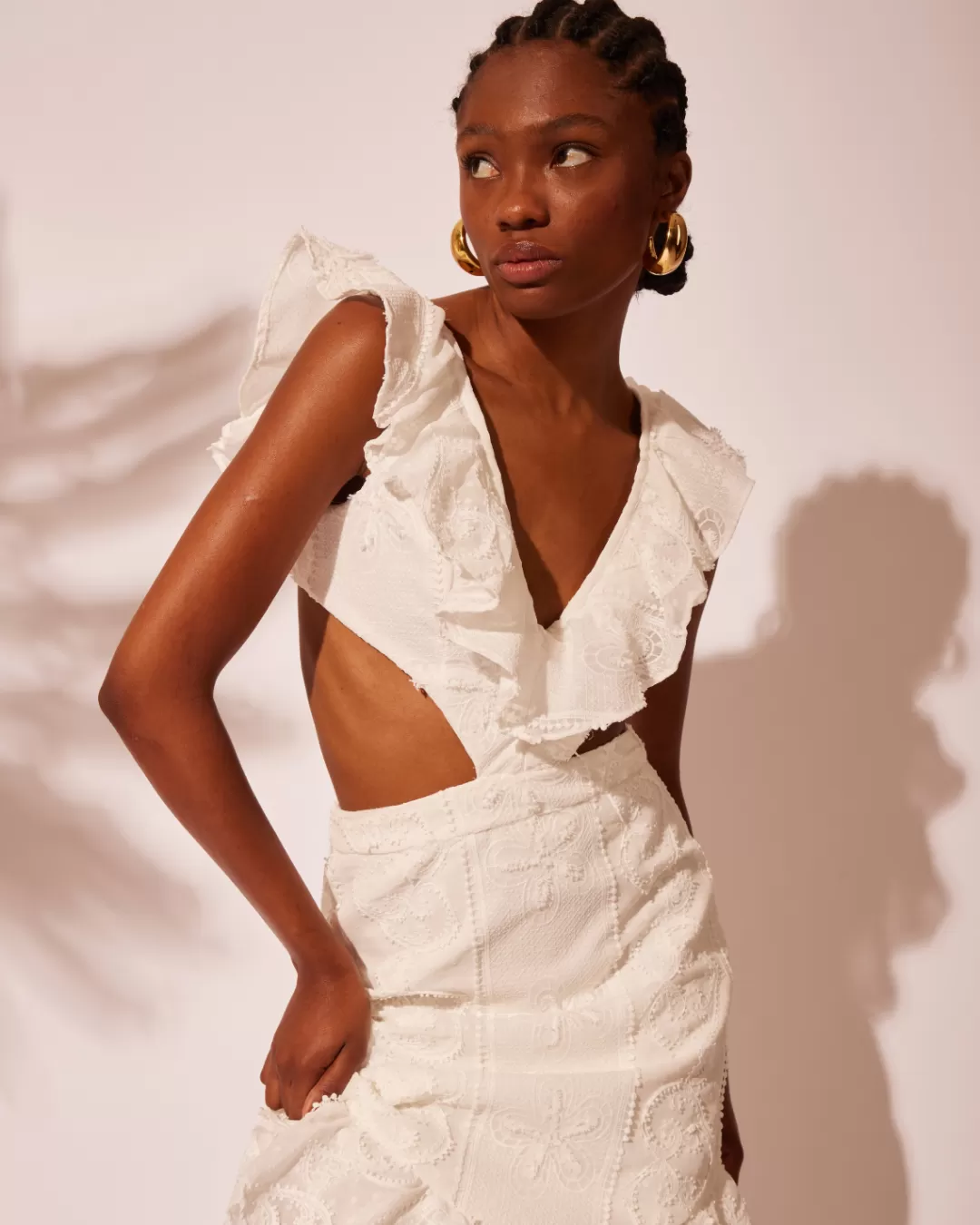 PatBO Flutter Cut Out Long Dress Offwhite Online