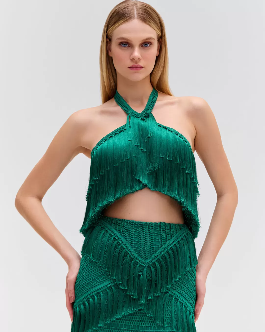 PatBO Fringe Halterneck Top (FINAL SALE) Jade Store