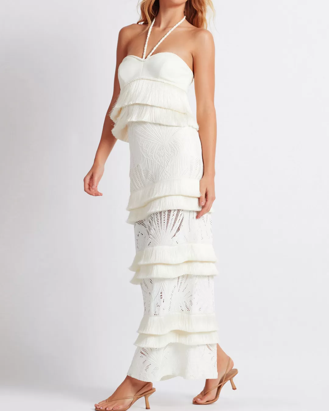 PatBO Fringe Halterneck Top (FINAL SALE) Ivory Store