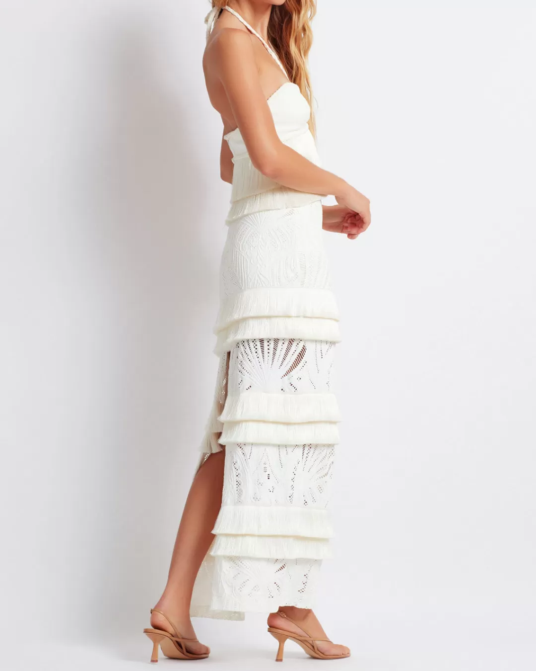 PatBO Fringe Halterneck Top (FINAL SALE) Ivory Store