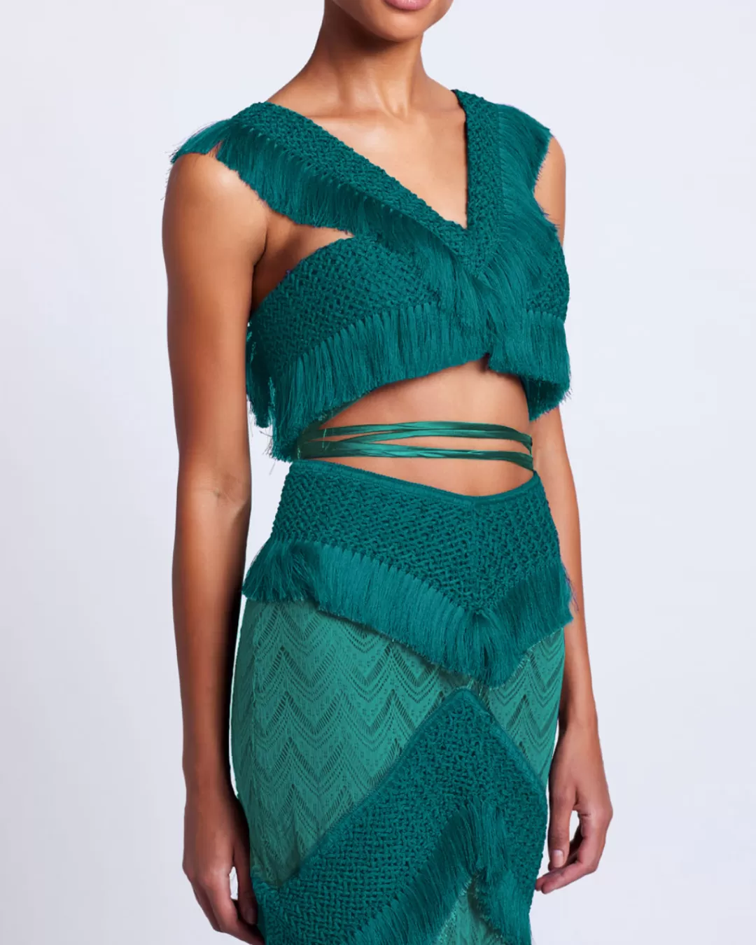 PatBO FRINGE TRIM CROPPED TOP Galapagos Fashion