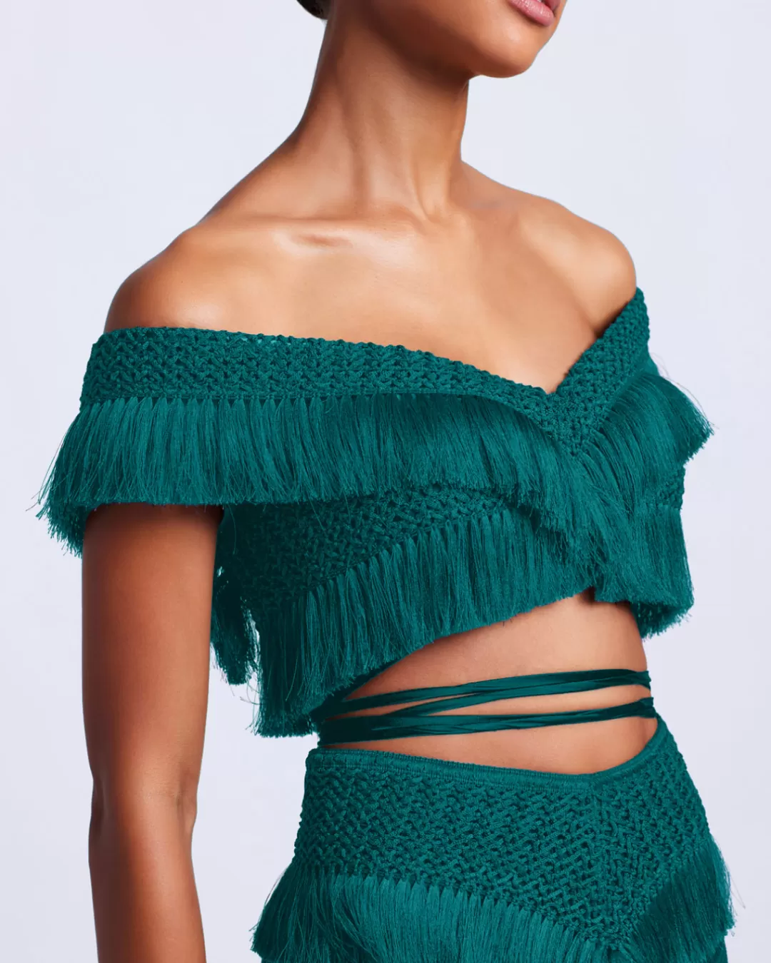 PatBO FRINGE TRIM CROPPED TOP Galapagos Fashion