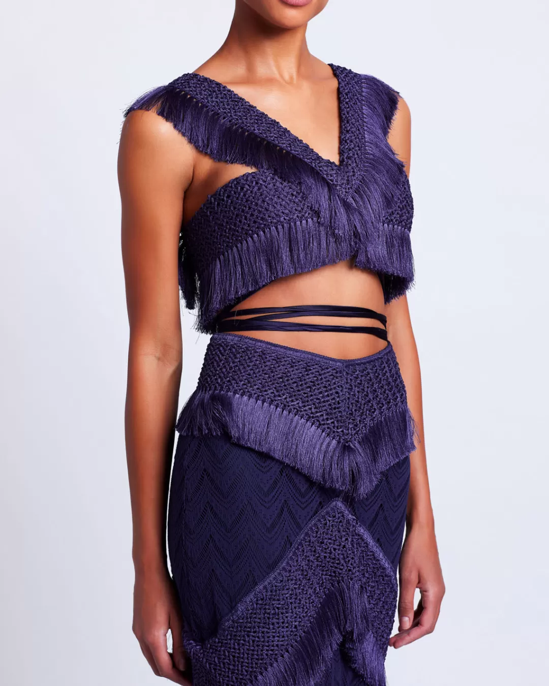 PatBO Fringe Trim Cropped Top (FINAL SALE) Indigo Fashion