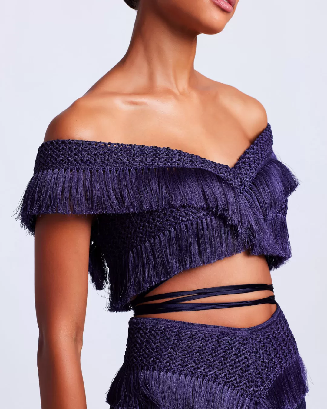 PatBO Fringe Trim Cropped Top (FINAL SALE) Indigo Fashion