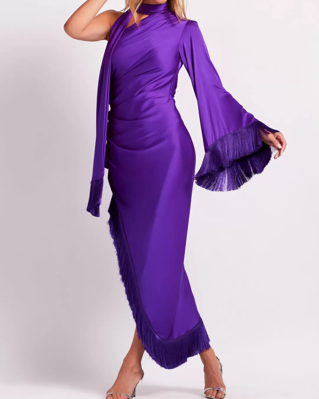 PatBO Fringe Trim Oscar Dress (FINAL SALE) Purple Hot