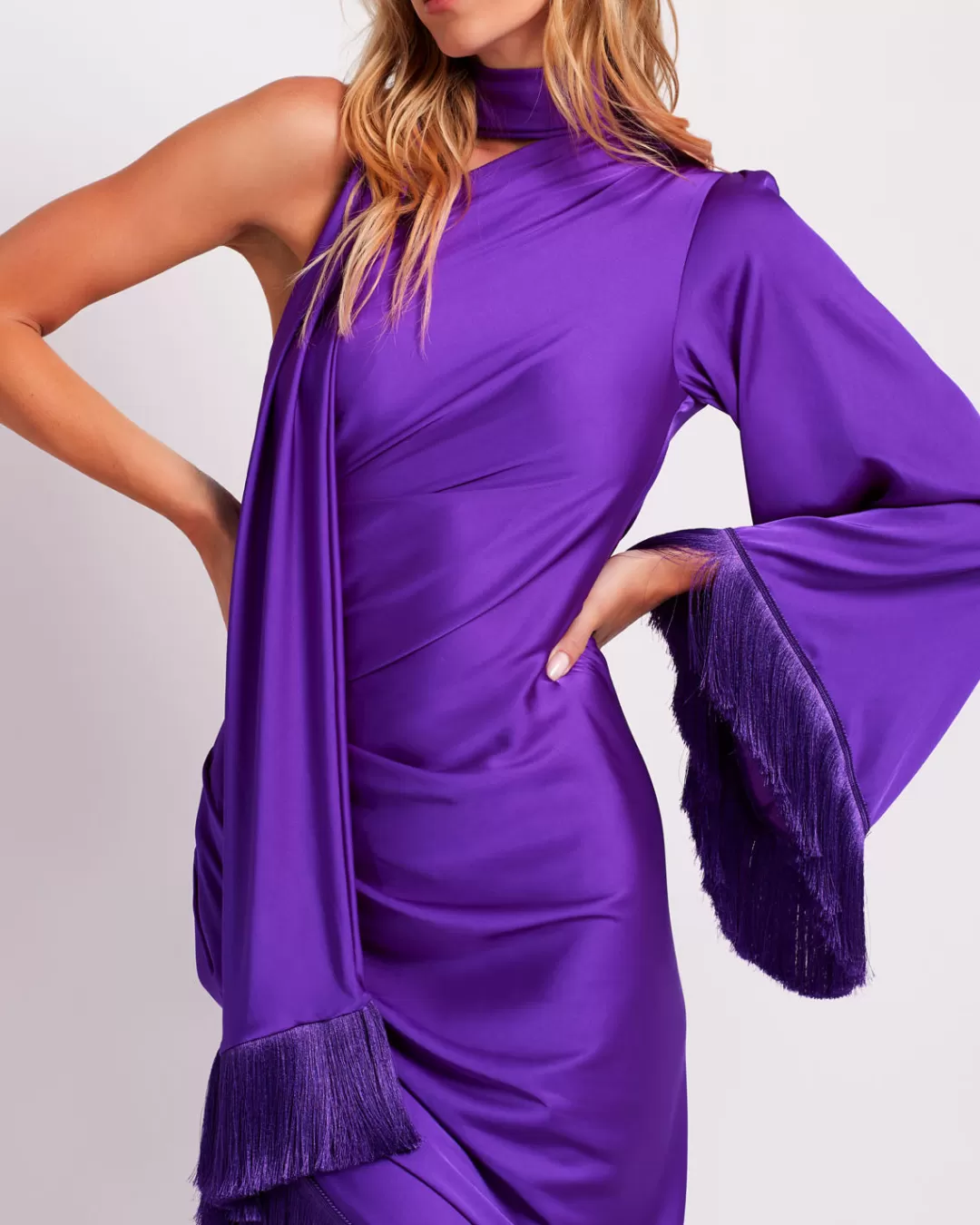 PatBO Fringe Trim Oscar Dress (FINAL SALE) Purple Hot