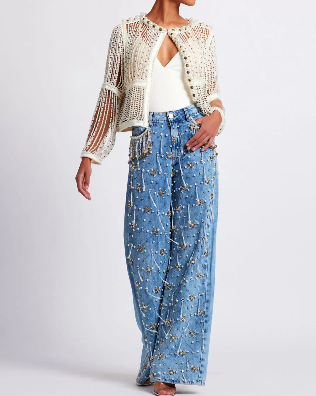 PatBO FULLY BEADED JACKET (RUNWAY) White Fashion