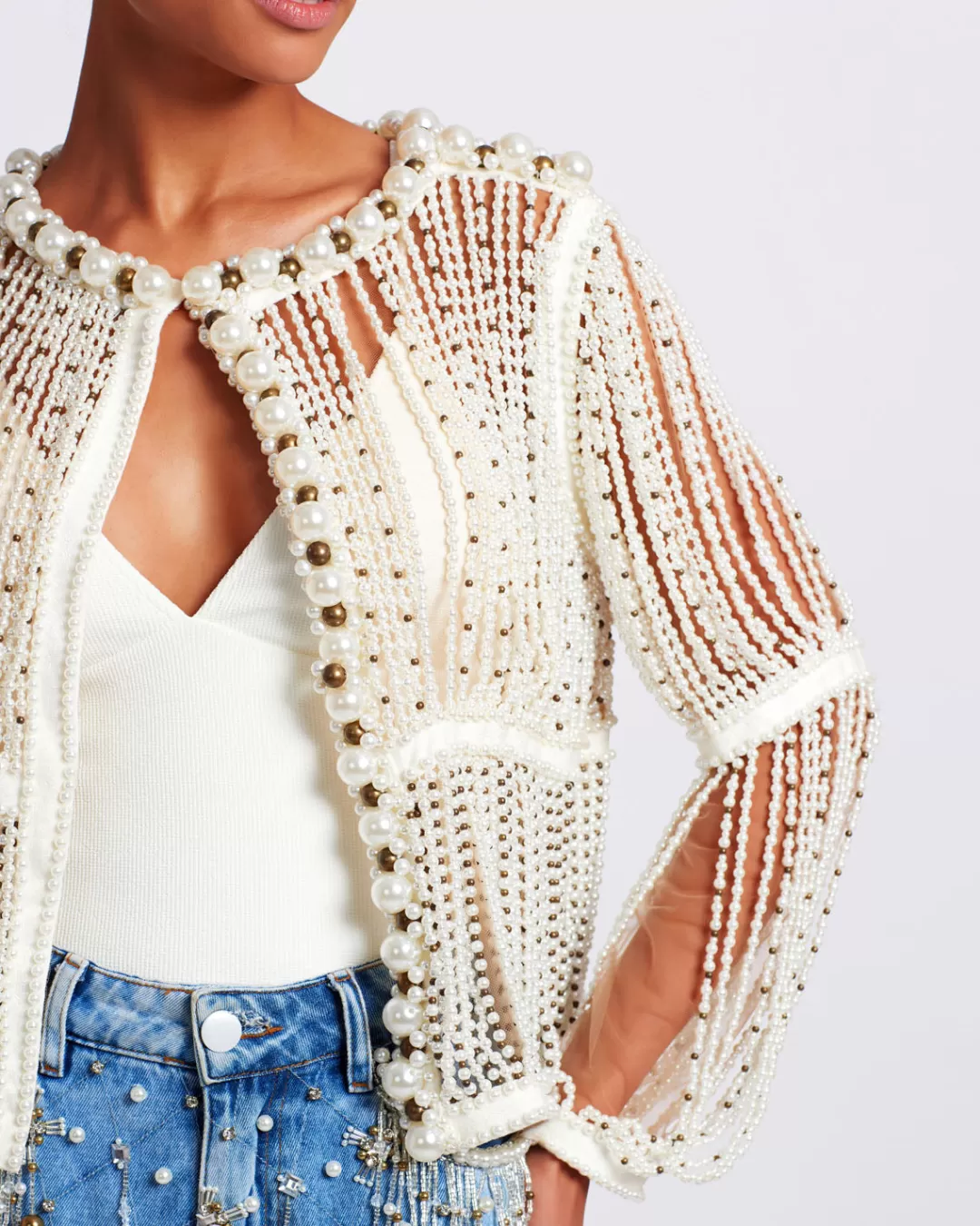 PatBO FULLY BEADED JACKET (RUNWAY) White Fashion