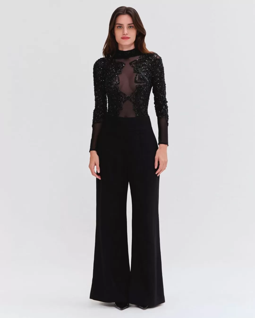 PatBO HAND BEADED TULLE BODYSUIT (EXCLUSIVE) Black Shop