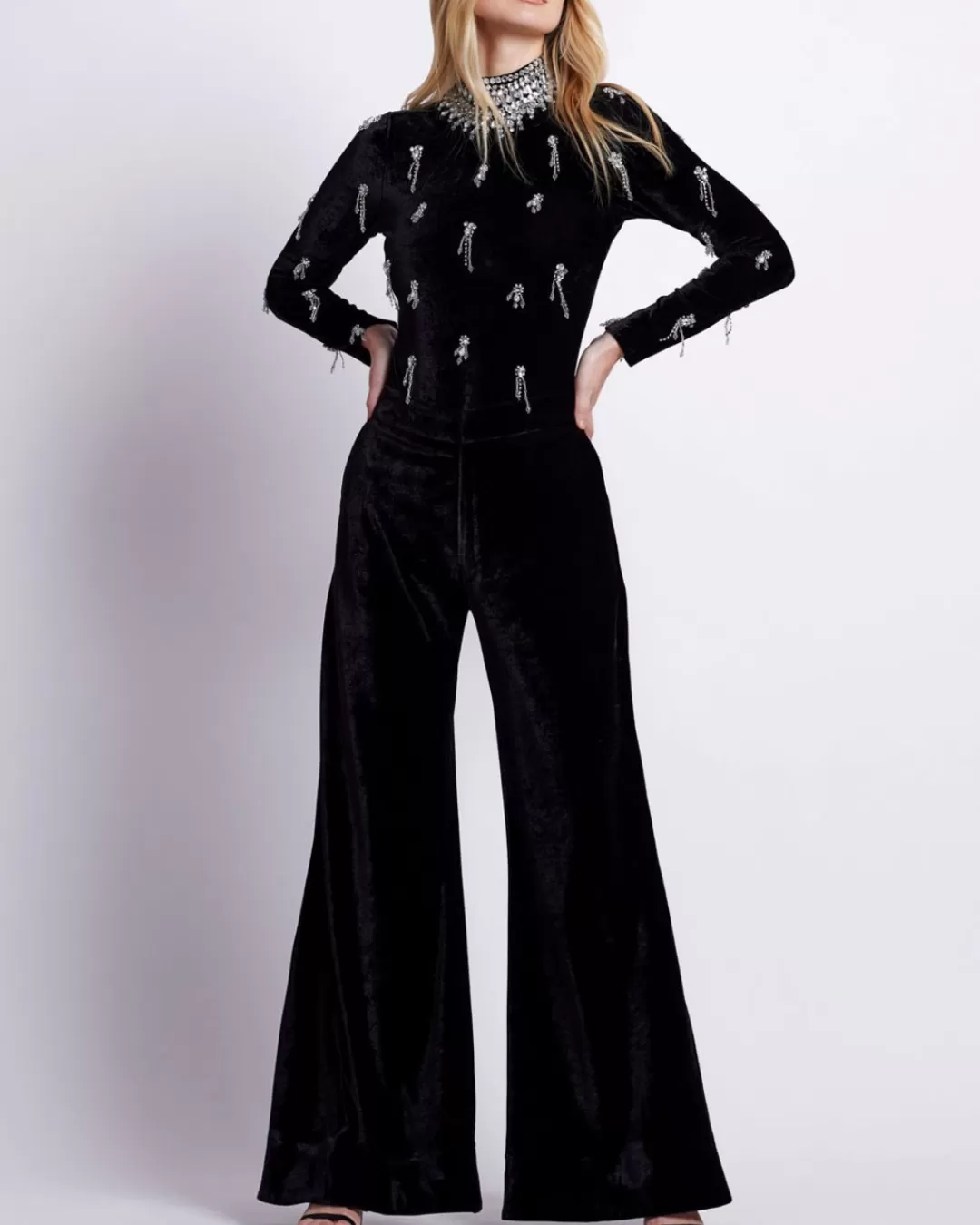 PatBO HAND BEADED VELVET BODYSUIT Black Sale