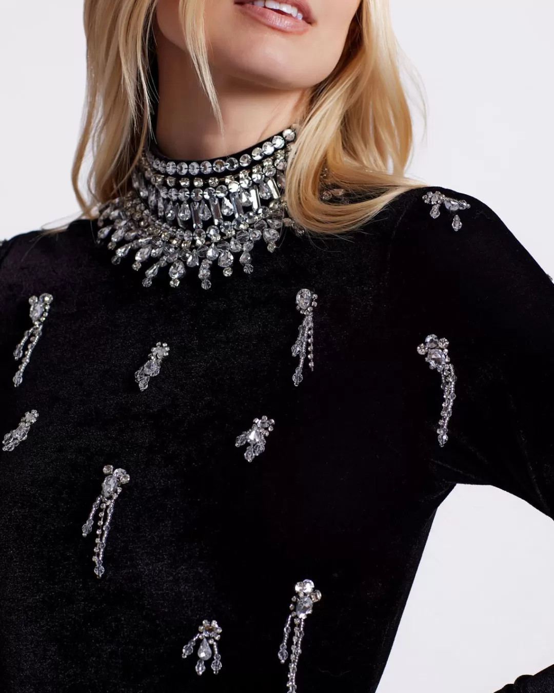 PatBO HAND BEADED VELVET BODYSUIT Black Sale