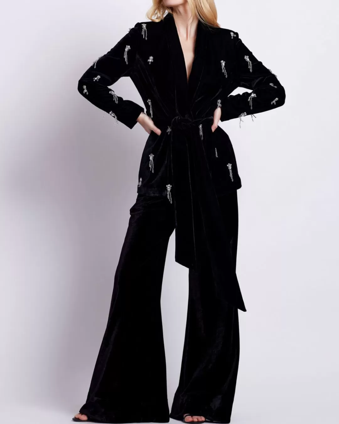 PatBO HAND BEADED VELVET KIMONO JACKET Black Clearance