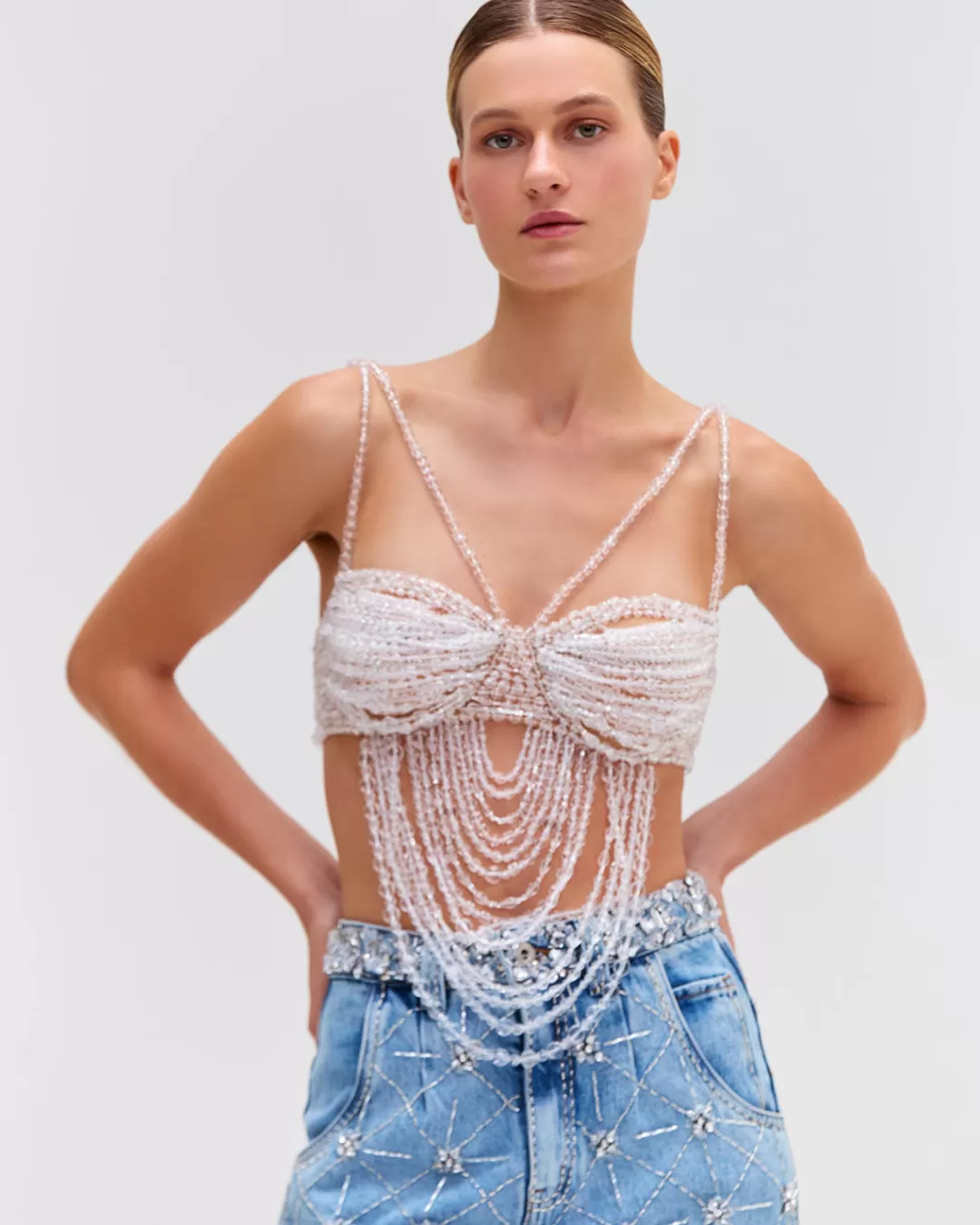 PatBO Hand-Beaded Bralette (RUNWAY) Clear Sale