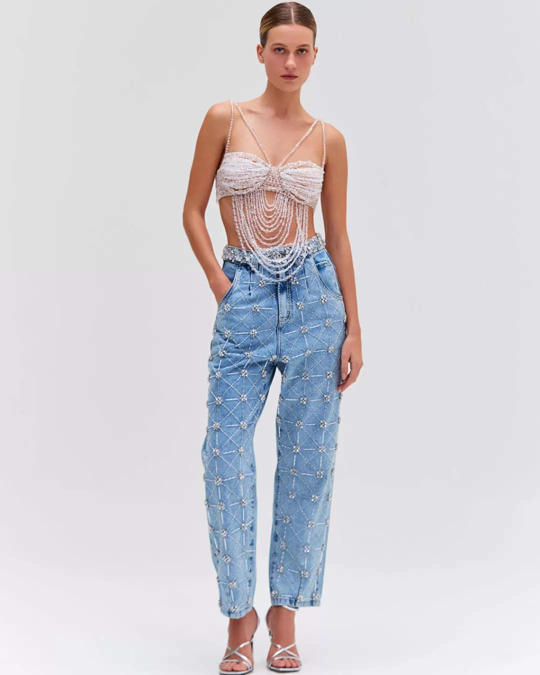 PatBO Hand-Beaded Bralette (RUNWAY) Clear Sale