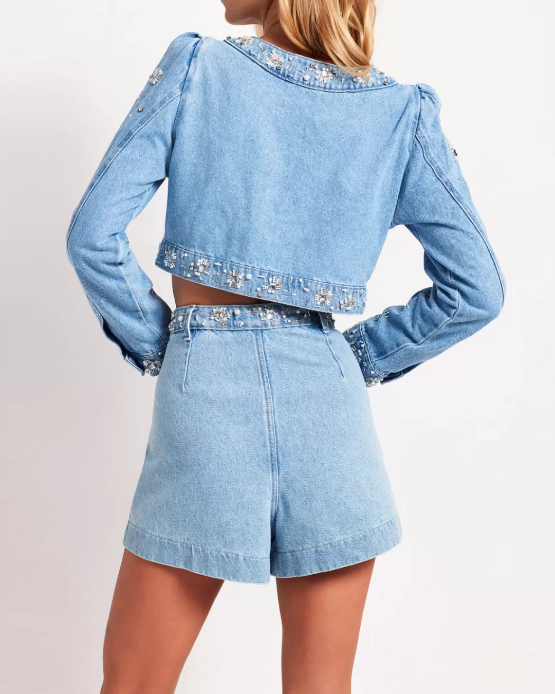 PatBO Hand-Beaded Cropped Jacket (FINAL SALE) Denim Best Sale