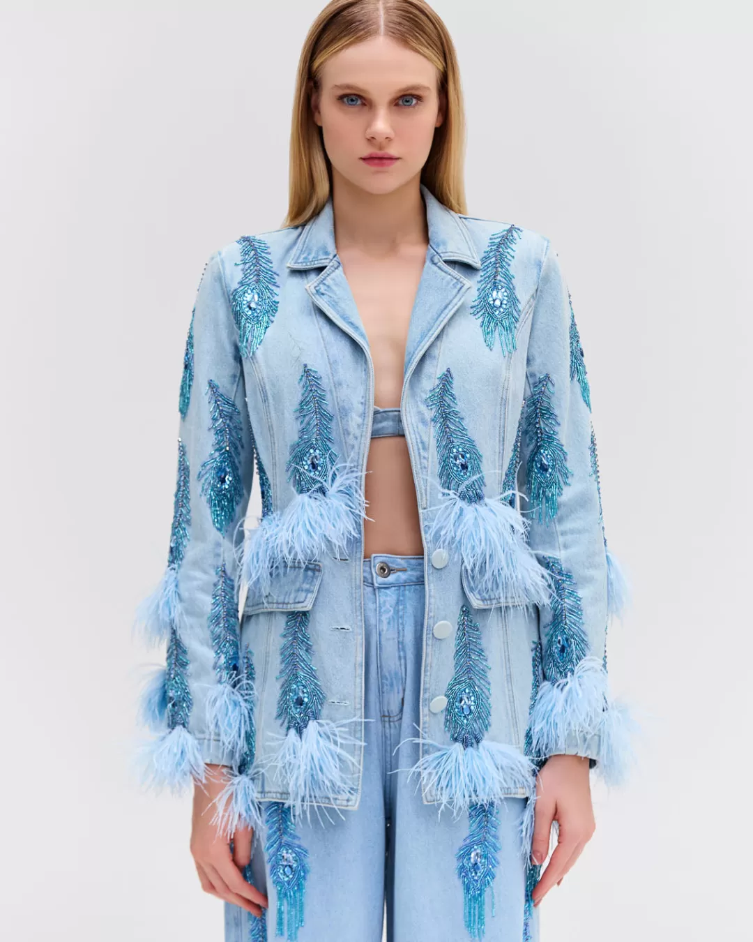 PatBO Hand-Beaded Blazer (FINAL SALE) Denim Flash Sale