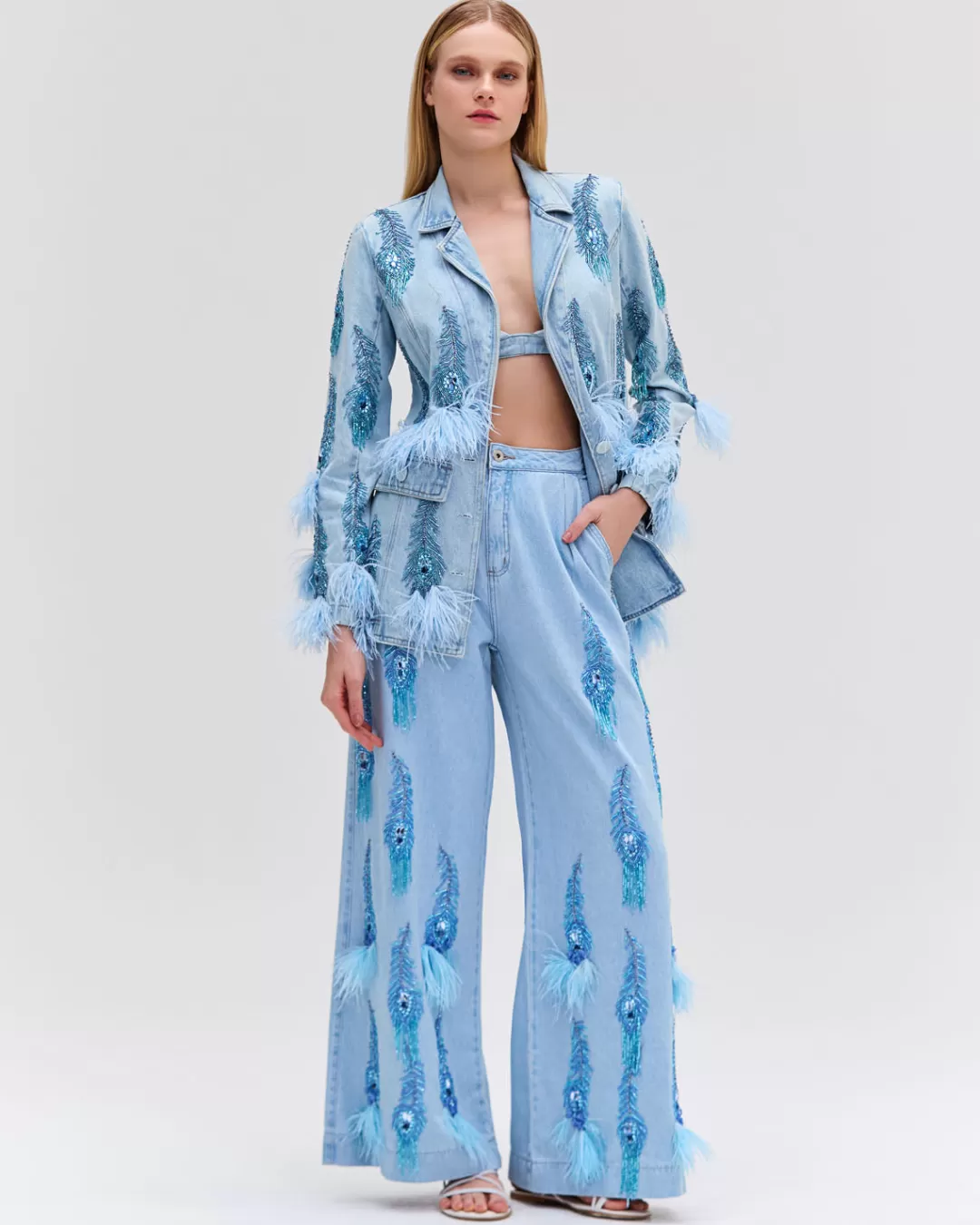 PatBO Hand-Beaded Blazer (FINAL SALE) Denim Flash Sale