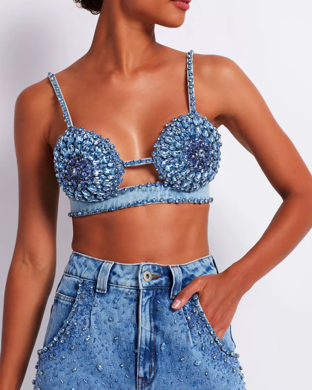 PatBO HAND-BEADED BRALETTE (FINAL SALE) Denim Online