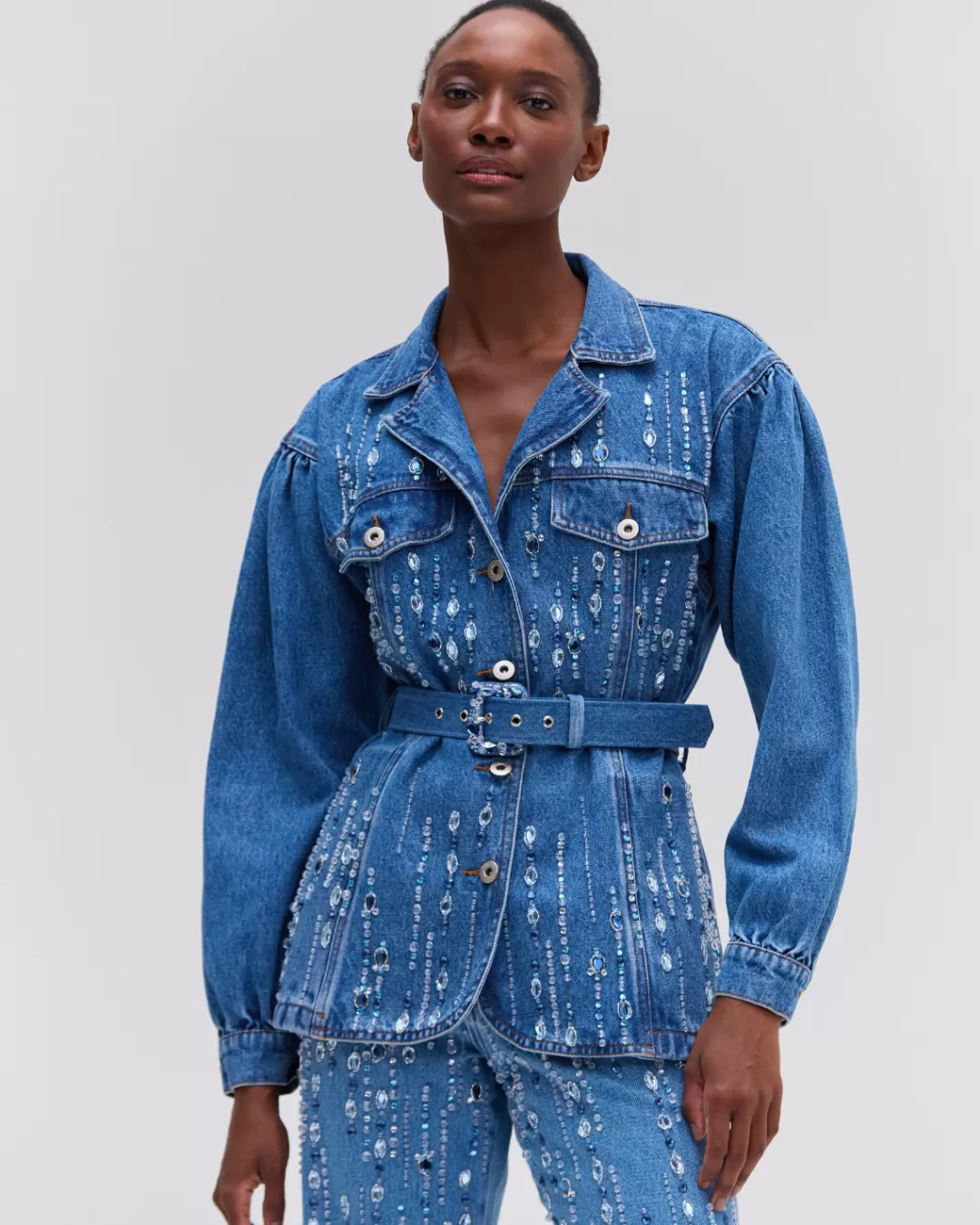PatBO Hand-Beaded Jacket Denim Flash Sale