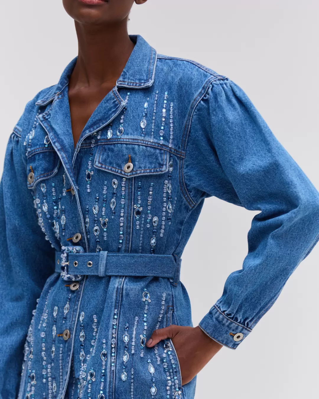 PatBO Hand-Beaded Jacket Denim Flash Sale