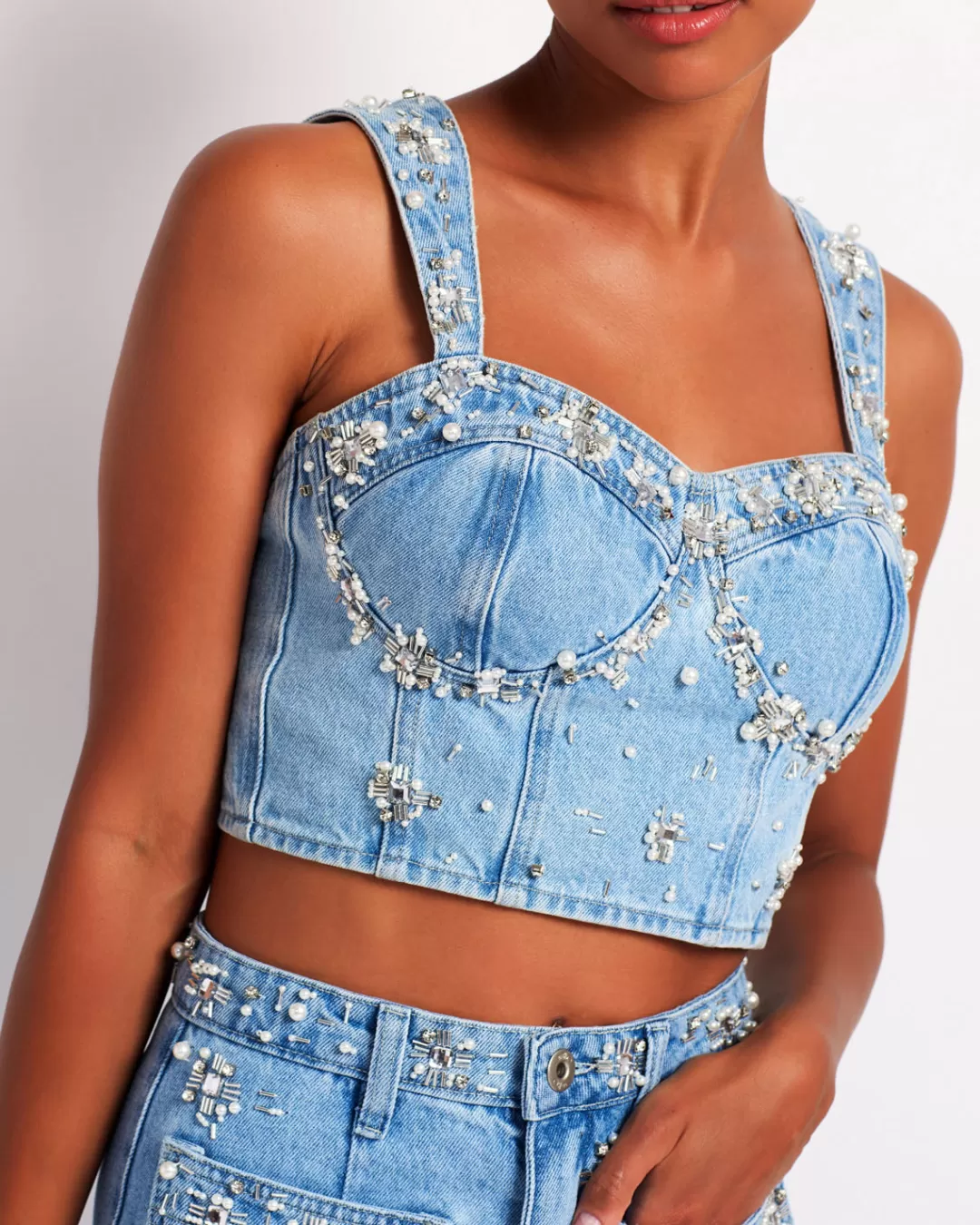 PatBO Hand-Beaded Top (FINAL SALE) Denim Sale