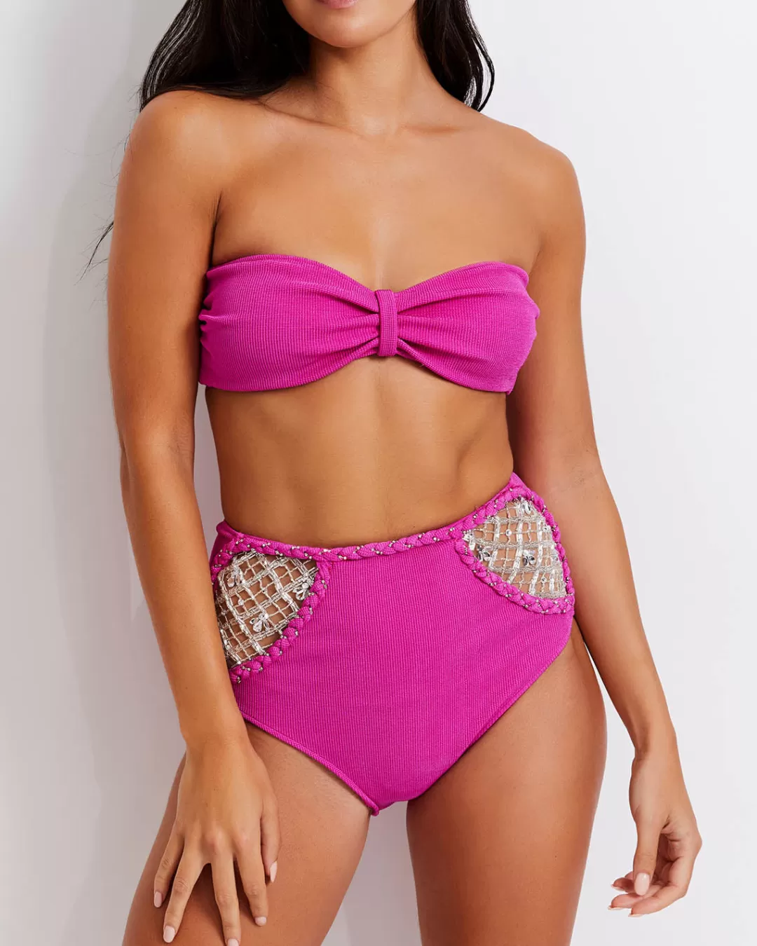 PatBO Hand-Beaded Knit Bikini Bottom X Harrods (FINAL SALE) Cerise Best