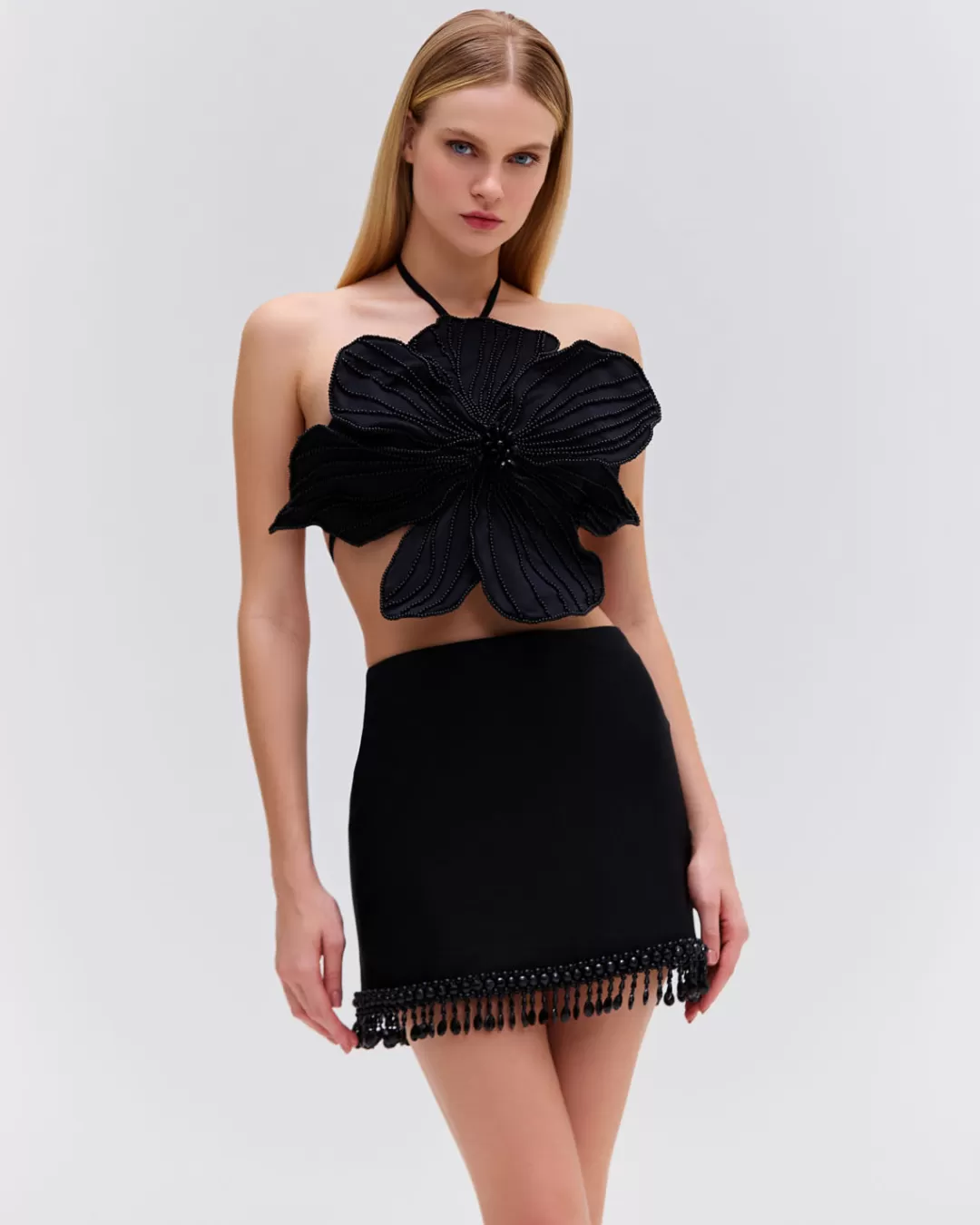 PatBO Hand-Beaded Mini Skirt (EXCLUSIVE) Black Flash Sale